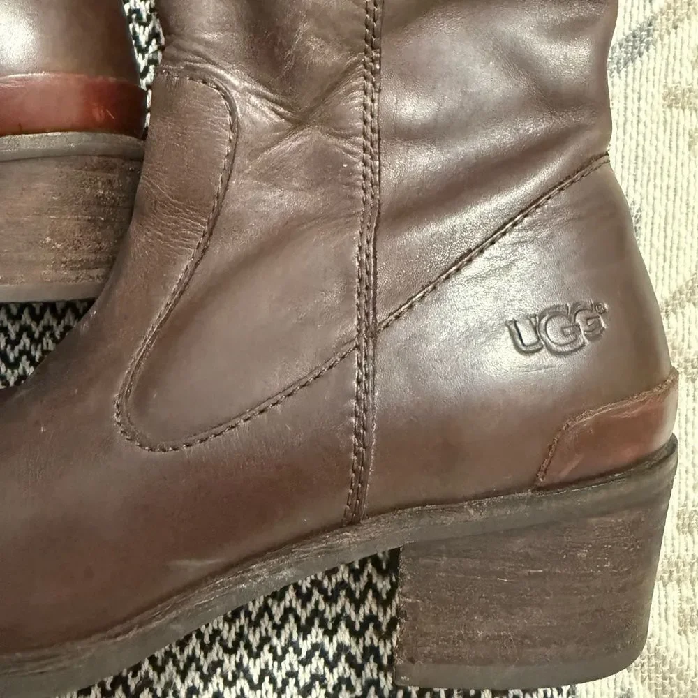 UGG Cierra Tall Lodge Brown Leather Riding Boots